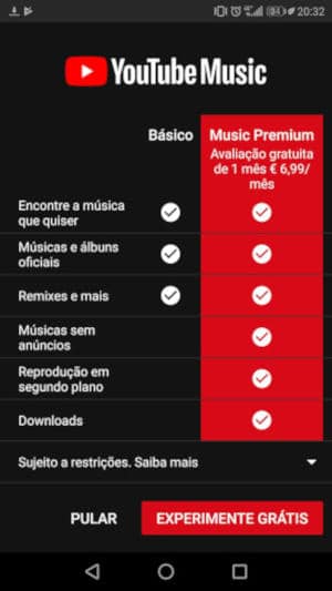 youtube music preço