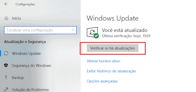 verificar se há atualizações