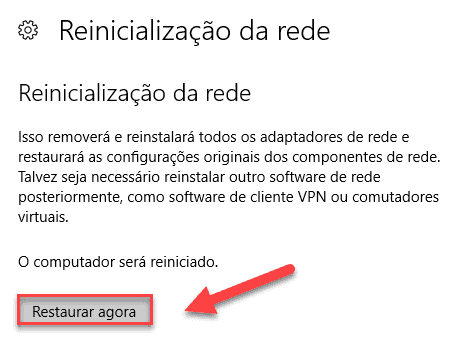 reinicialização da rede