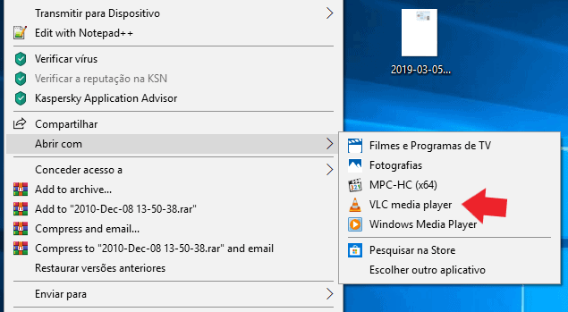 abrir com vlc media player