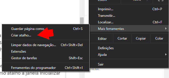 criar atalho google chrome
