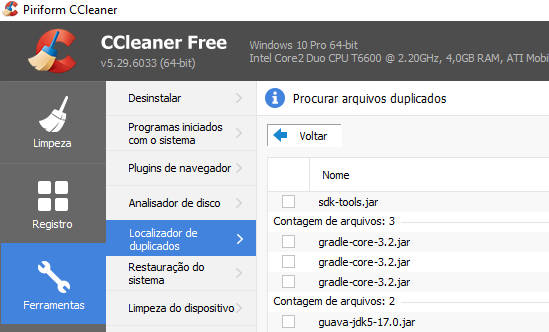 ccleaner arquivos duplicados