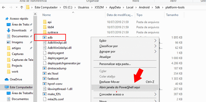 instalar o adb no windows 10 powershell