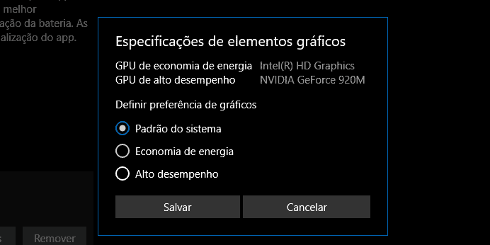 alterar placa gráfica padrão do windows