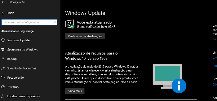 Como forçar a atualização do Windows 10 para a versão 1903