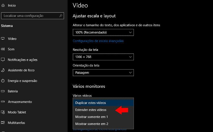 resolução do segundo monitor