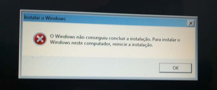 Resolver: O Windows não conseguiu concluir a instalação