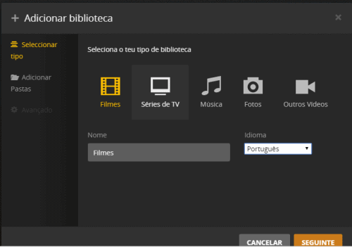 adicionar biblioteca plex