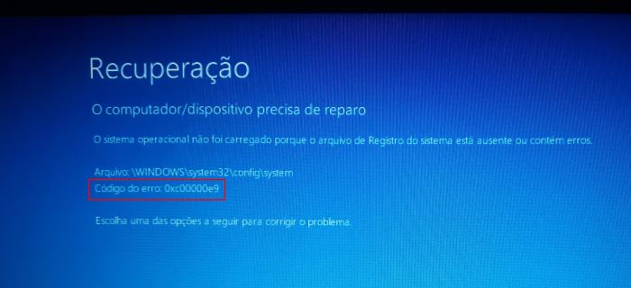 Erro de inicialização 0xc00000e9 no Windows 10 – Como resolver?