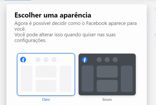 modo escuro no facebook