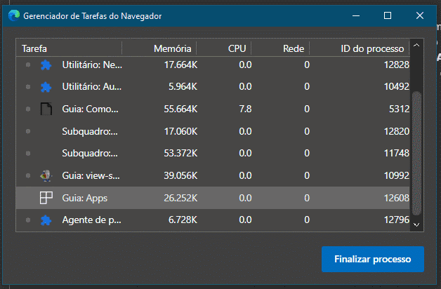 finalizar processo edge