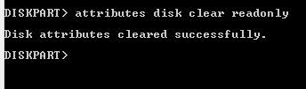 attributes disk clear readonly
