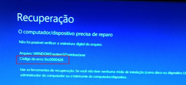 Como Resolver Erro 0xc0000428 do Windows (tela azul)