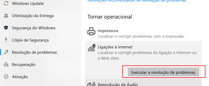 resolução de problemas de internet