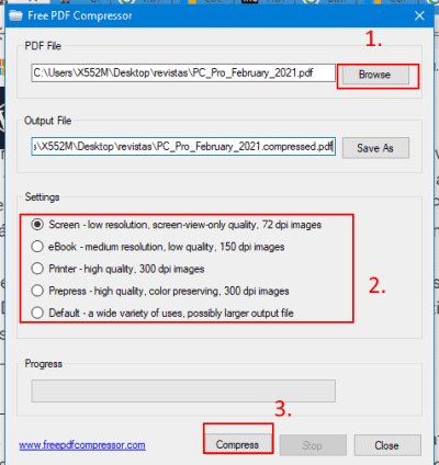 reduzir o tamanho de um pdf baixando a qualidade de imagem dpi