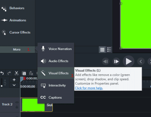 adicionar efeitos visuais no camtasia