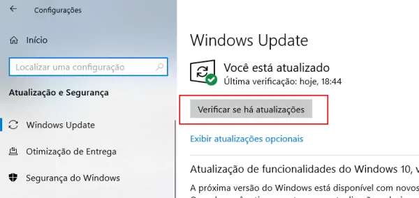 verificar se existem atualizações