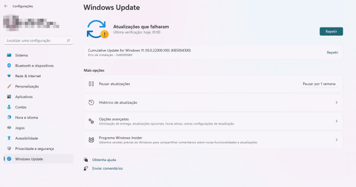 Como resolver o erro 0x800f0989 no Windows Update