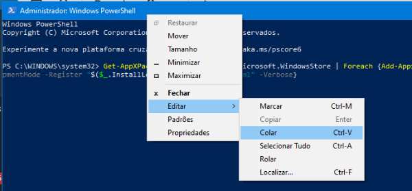 reinstalar microsoft store pelo powershell