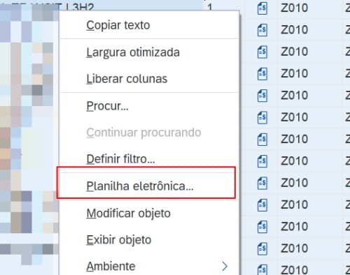 sap planilha eletronica 