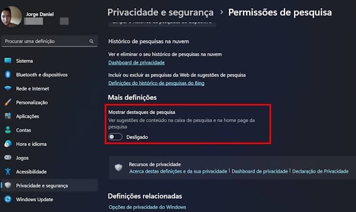 pesquisas populares no windows 11